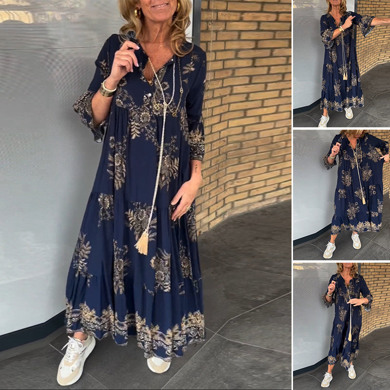 Pikk naiste kleit erilise mustriga