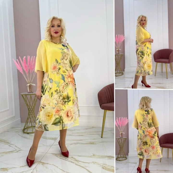 Lillelise mustriga suvine kleit naistele