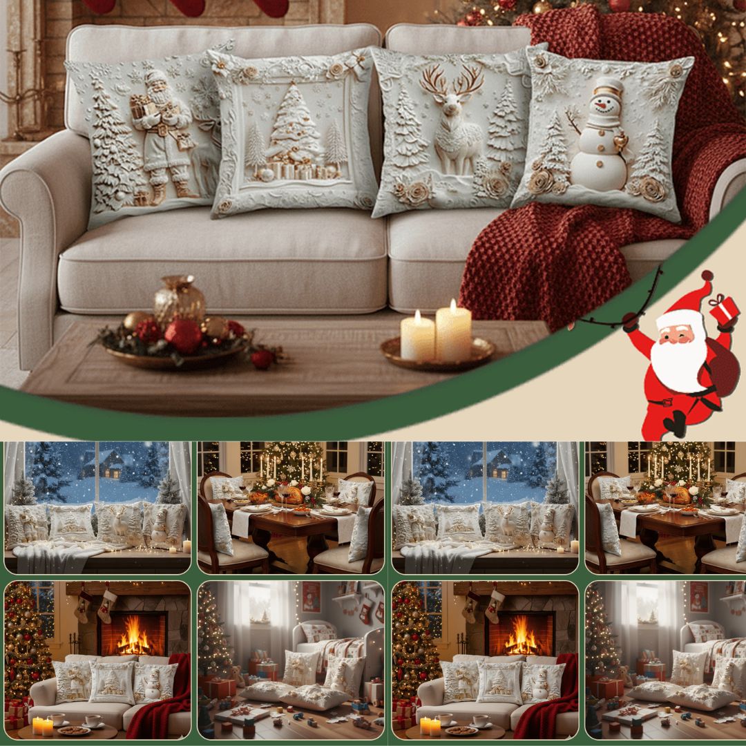 4-osaline komplekt: jõuluteemaline padjapüürileht