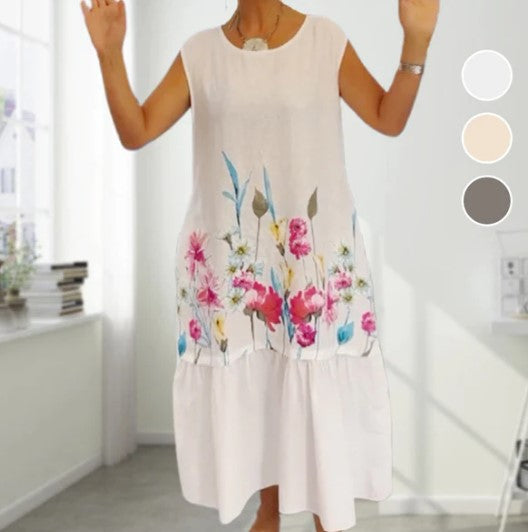 Vaba puuvillane kleit lilledega