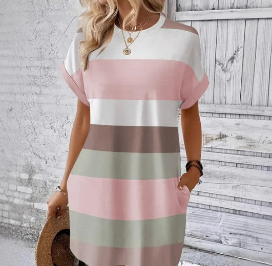 Naiste vabaaja kleit ümara kaelusega