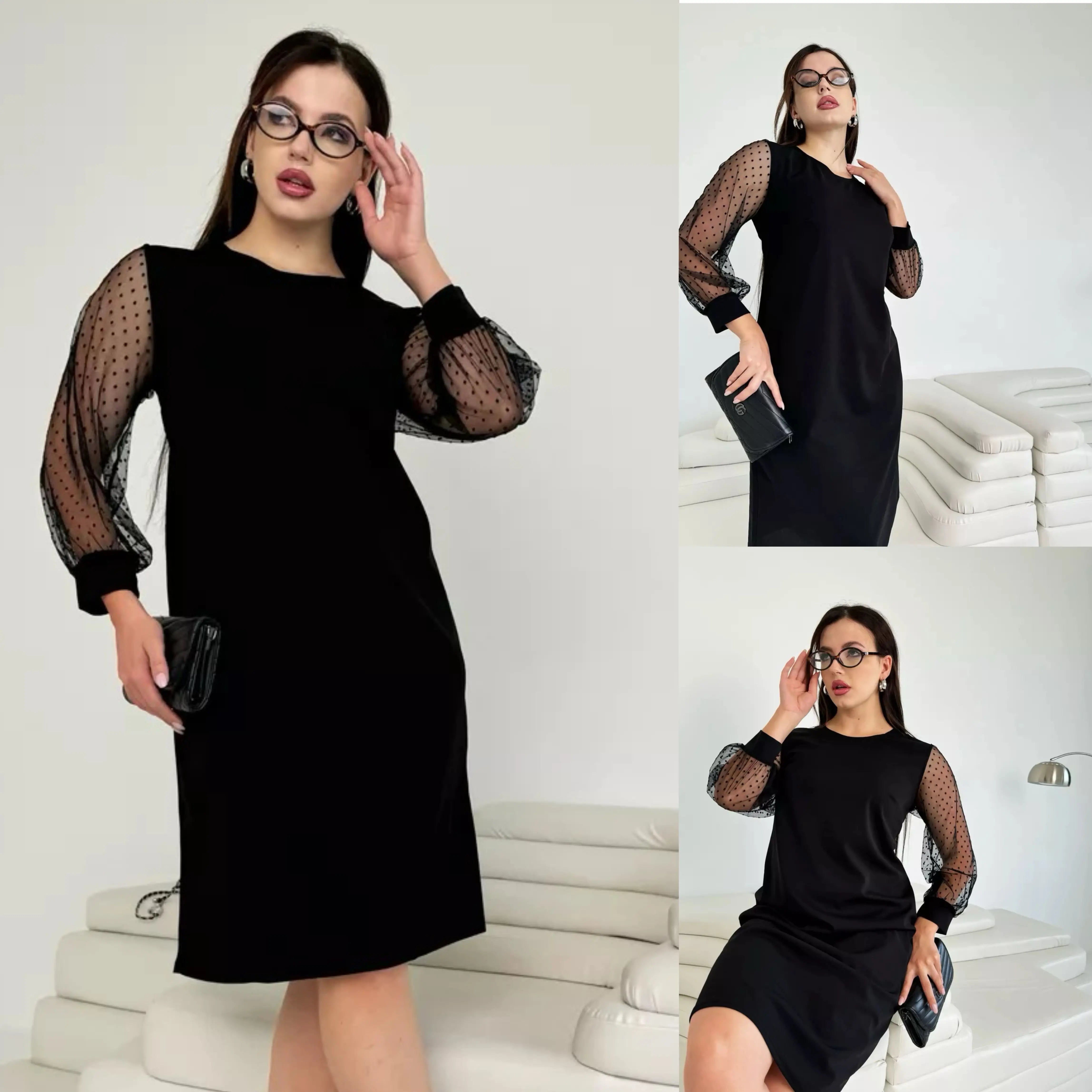 Suknelä läbipaistvate varrukatega