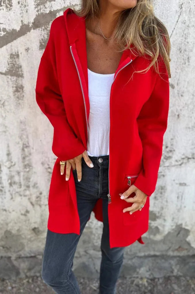 Ühevärviline tõmblukuga kardigan