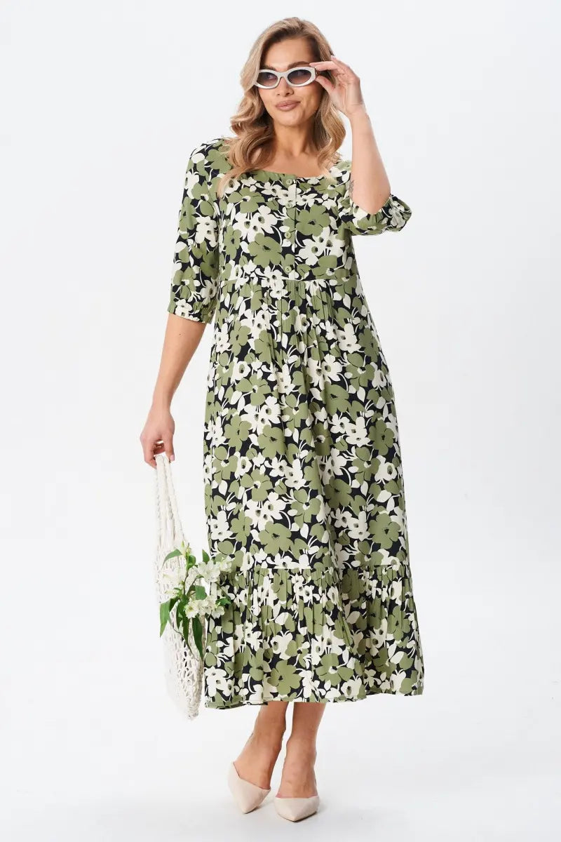 Roheline kleit lilledega