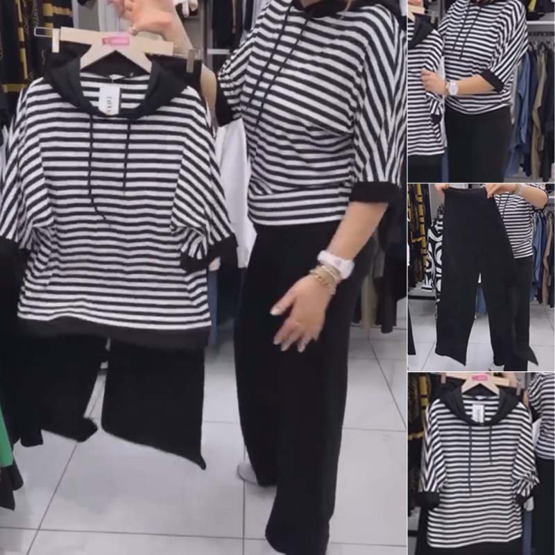 Naiste triibuline vabaajakomplekt